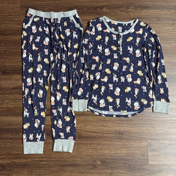 Two set bundle Cuddl Duds Cozy Henley Pajama Top & Jogger Set - Picture 3 of 7